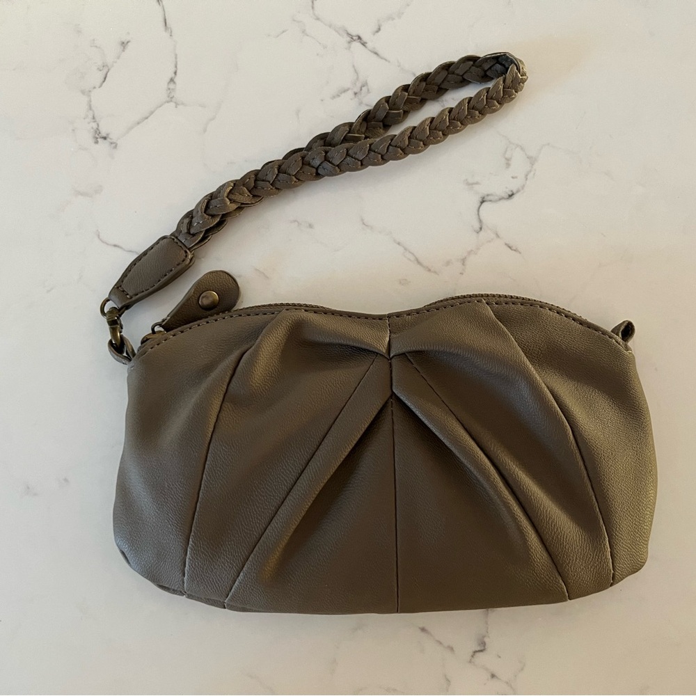 Deena & Ozzy Gray Taupe Wristlet / Crossbody Clutch